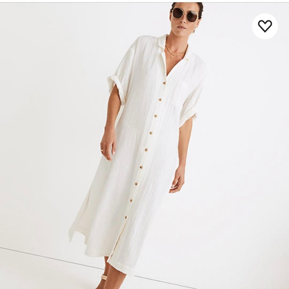 Lightestspun Cover-Up Maxi Shirtdress in Lighthouse - Small